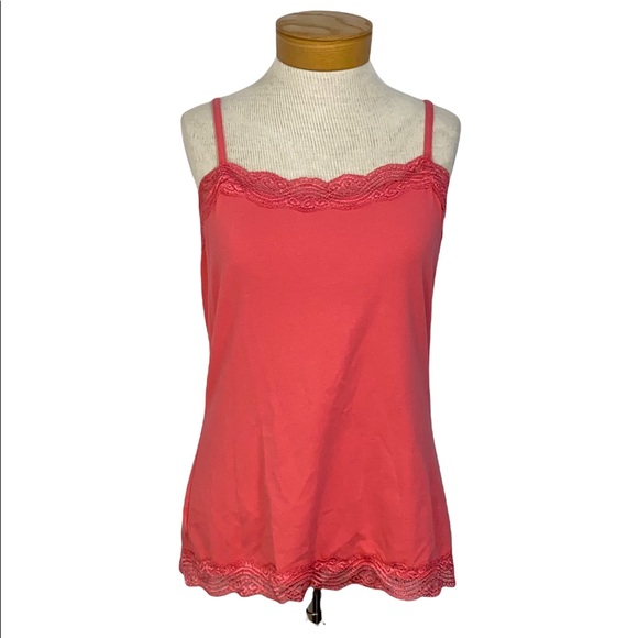 Ann Taylor Salmon Lace Trim Cami L - Picture 2 of 4